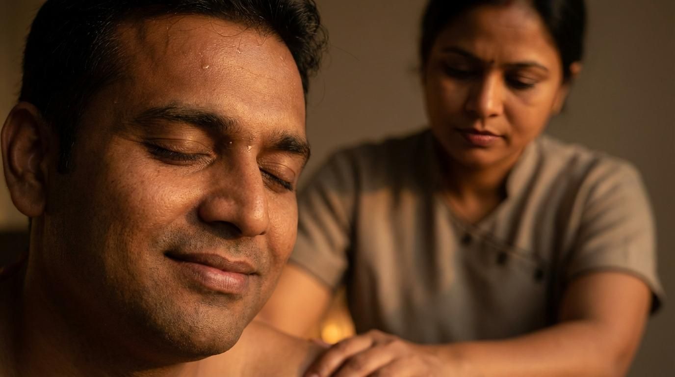 Professional female therapist massage at Reyo Spa for stress relief and wellness